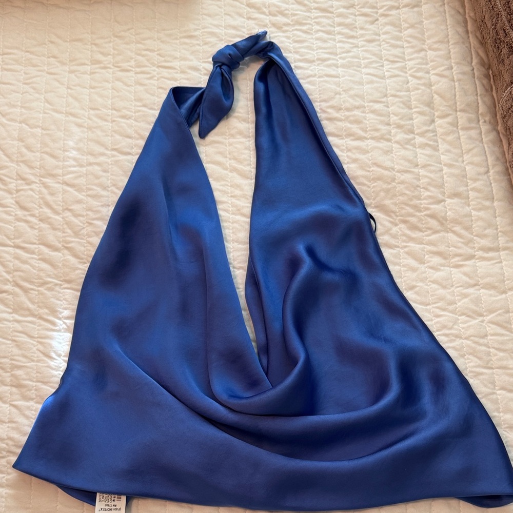 Zara Royal Blue Satin Top, size medium
